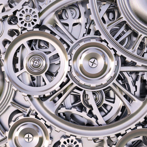 用鋒利的光和黑色環境 3d 這機械齒輪